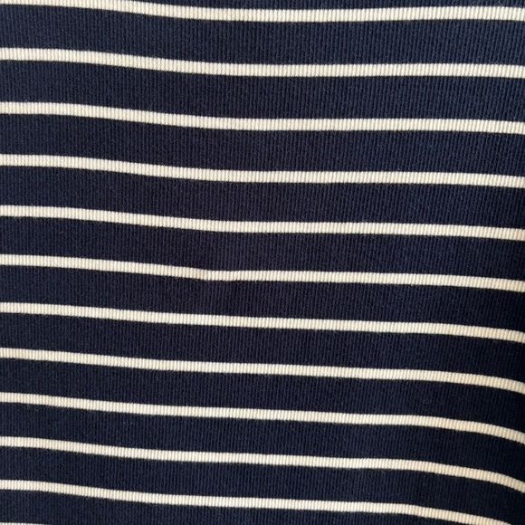 LOFT Striped Scoop Neck Short Sleeve Ribbed Top  Blue & White Med - Picture 4 of 9